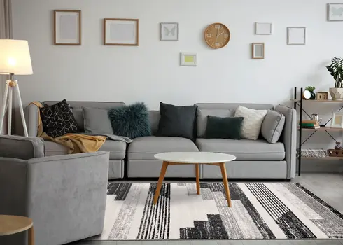 5' X 8' White And Gray Striped Area Rug