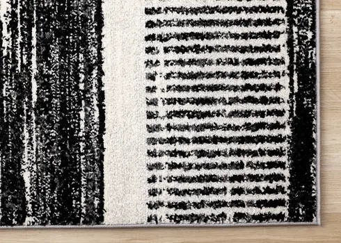 5' X 8' White And Gray Striped Area Rug