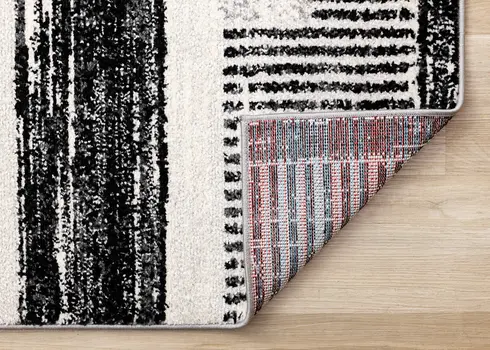 5' X 8' White And Gray Striped Area Rug