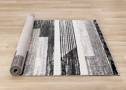 5' X 8' White And Gray Striped Area Rug