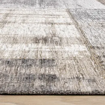 5' X 8' Gray And Cream Abstract Area Rug