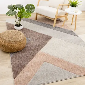 8' X 11' Pink And Gray Geometric Area Rug
