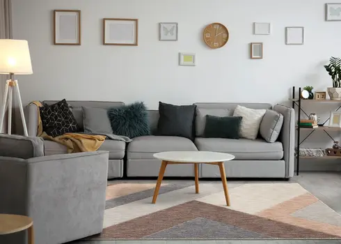 8' X 11' Pink And Gray Geometric Area Rug