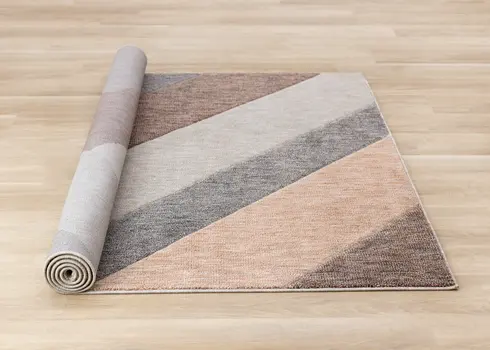 8' X 11' Pink And Gray Geometric Area Rug