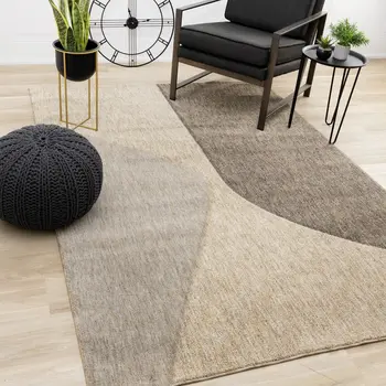 8' X 11' Beige And Gray Geometric Area Rug