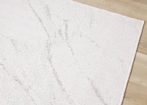 5' X 8' Cream And Gray Abstract Area Rug
