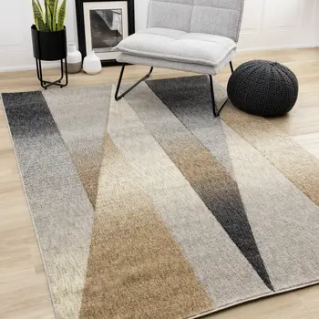 8' X 11' Gray And Brown Geometric Area Rug