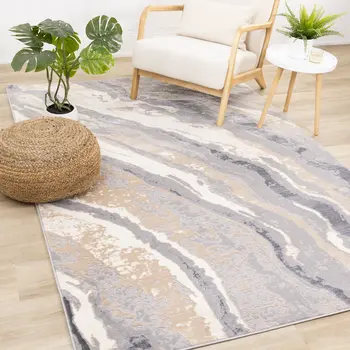 8' X 11' Taupe And Gray Abstract Area Rug