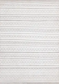 8' X 11' Cream And Gray Geometric Hand Woven Area Rug