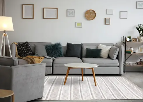 8' X 11' Cream And Gray Geometric Hand Woven Area Rug
