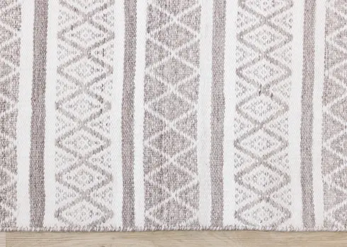 8' X 11' Cream And Gray Geometric Hand Woven Area Rug