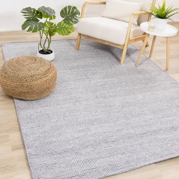 8' X 11' Cream And Gray Abstract Hand Woven Area Rug