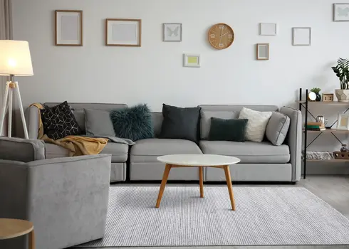 8' X 11' Cream And Gray Abstract Hand Woven Area Rug