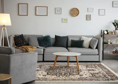 8' X 10' Gray And Blue Abstract Area Rug