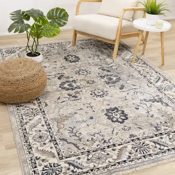 8' Beige And Gray Abstract Runner Rug