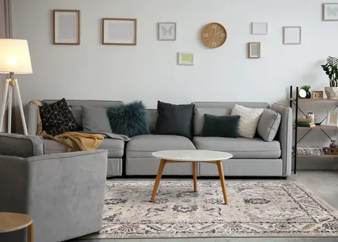 8' Beige And Gray Abstract Runner Rug