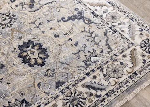 8' Beige And Gray Abstract Runner Rug