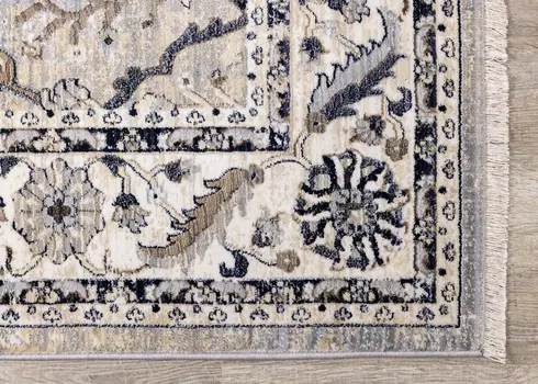 8' Beige And Gray Abstract Runner Rug