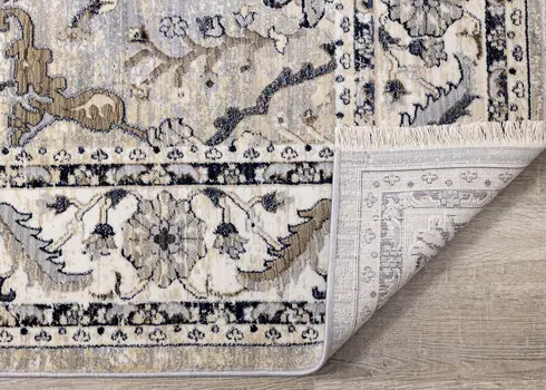 8' Beige And Gray Abstract Runner Rug