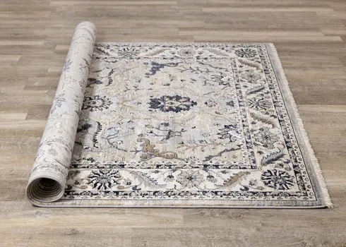 8' Beige And Gray Abstract Runner Rug