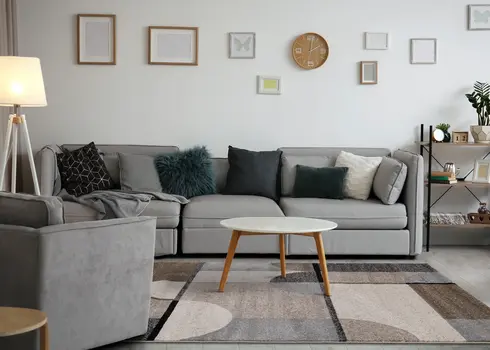 5' X 8' Cream And Gray Geometric Area Rug