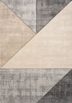 7' X 10' Gray And Cream Geometric Area Rug