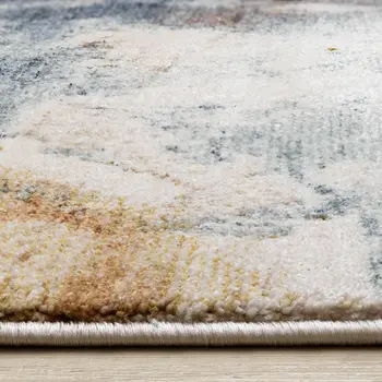 5' X 8' White And Gray Abstract Area Rug