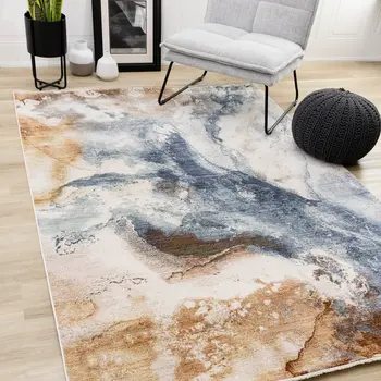 8' X 10' White And Gray Abstract Area Rug