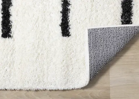 5' X 8' Cream And Gray Striped Area Rug