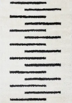8' X 11' Cream And Gray Striped Area Rug