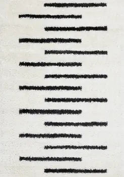 8' X 11' Cream And Gray Striped Area Rug