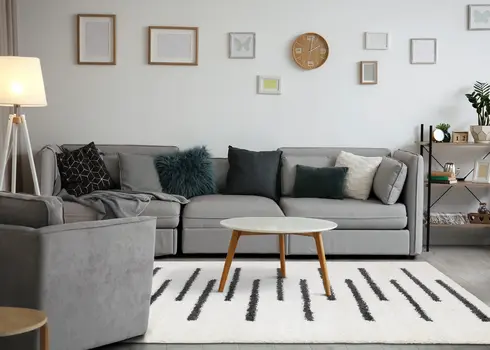 8' X 11' Cream And Gray Striped Area Rug