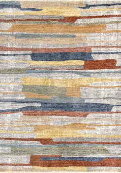 5' X 8' Gray And Blue Abstract Area Rug