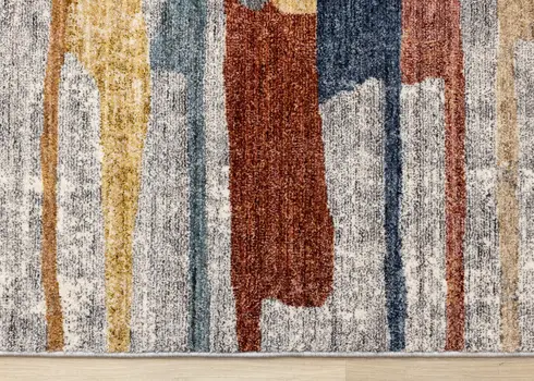 5' X 8' Gray And Blue Abstract Area Rug