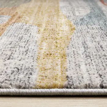 5' X 8' Gray And Blue Abstract Area Rug