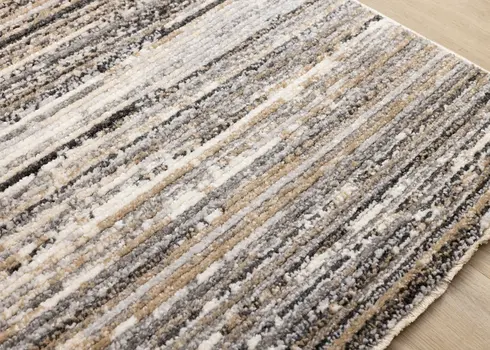 5' X 8' Gray And Black Striped Area Rug
