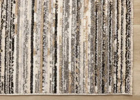 5' X 8' Gray And Black Striped Area Rug