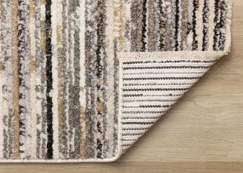 5' X 8' Gray And Black Striped Area Rug
