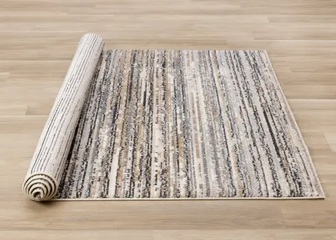 5' X 8' Gray And Black Striped Area Rug