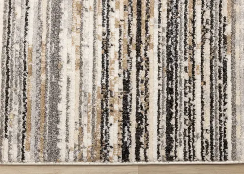 8' X 11' Gray And Black Striped Area Rug