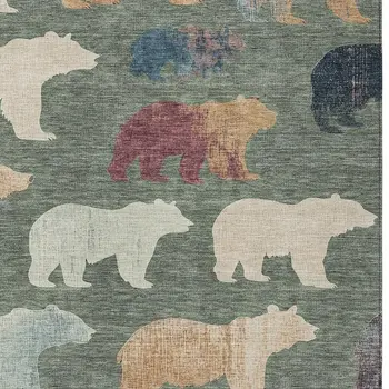 10' X 14' Green Ivory And Copper Animal Print Washable Indoor Outdoor Area Rug
