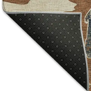 5' X 8' Chili Red Ivory And Beige Animal Print Washable Indoor Outdoor Area Rug