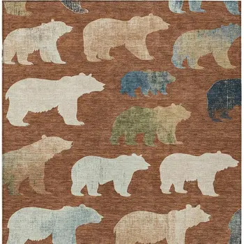 10' X 14' Chili Red Ivory And Beige Animal Print Washable Indoor Outdoor Area Rug