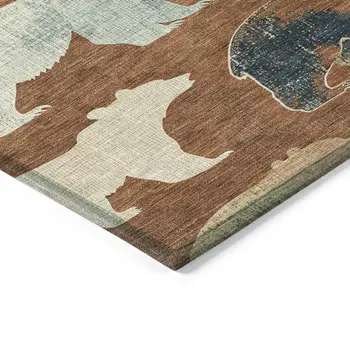 10' X 14' Chili Red Ivory And Beige Animal Print Washable Indoor Outdoor Area Rug