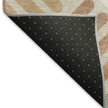 5' X 8' Copper Ivory And Rust Geometric Washable Indoor Outdoor Area Rug