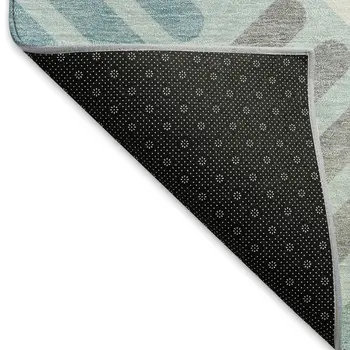8' X 10' Pale Aqua Wheat And Ivory Geometric Washable Indoor Outdoor Area Rug