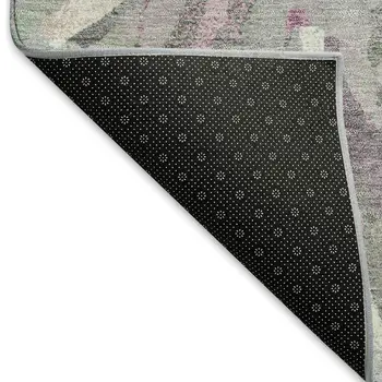10' X 14' Blush Ivory And Gray Floral Washable Indoor Outdoor Area Rug