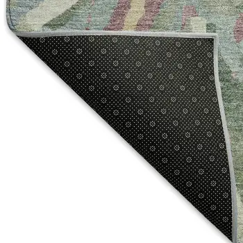 10' X 14' Sage Gold And Emerald Floral Washable Indoor Outdoor Area Rug