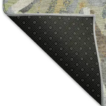 9' X 12' Wheat Ivory And Gray Floral Washable Indoor Outdoor Area Rug