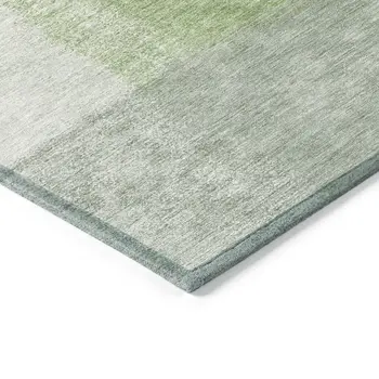 5' X 8' Artichoke Green Ivory And Brown Abstract Washable Indoor Outdoor Area Rug